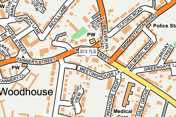 S13 7LS map - OS OpenMap – Local (Ordnance Survey)