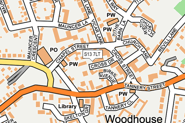 S13 7LT map - OS OpenMap – Local (Ordnance Survey)