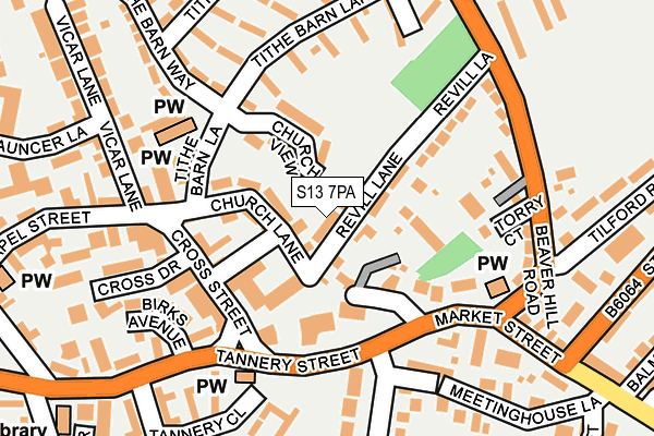 S13 7PA map - OS OpenMap – Local (Ordnance Survey)