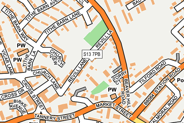 S13 7PB map - OS OpenMap – Local (Ordnance Survey)