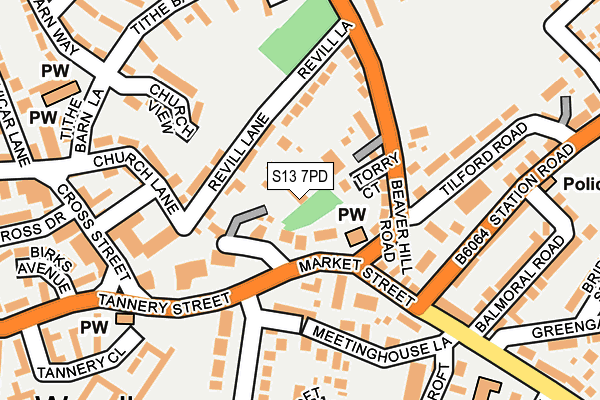 S13 7PD map - OS OpenMap – Local (Ordnance Survey)