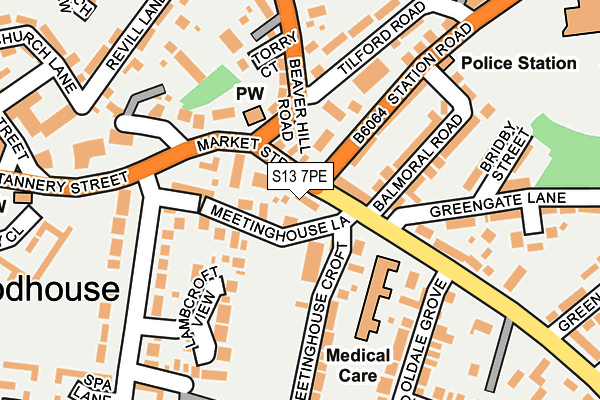 S13 7PE map - OS OpenMap – Local (Ordnance Survey)