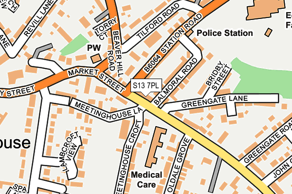 S13 7PL map - OS OpenMap – Local (Ordnance Survey)