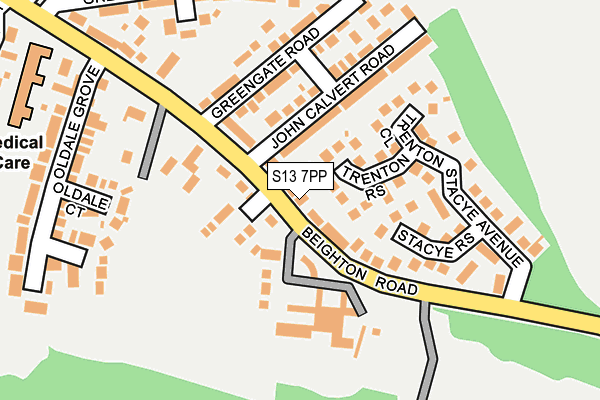 S13 7PP map - OS OpenMap – Local (Ordnance Survey)