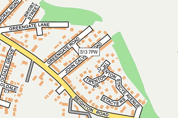 S13 7PW map - OS OpenMap – Local (Ordnance Survey)