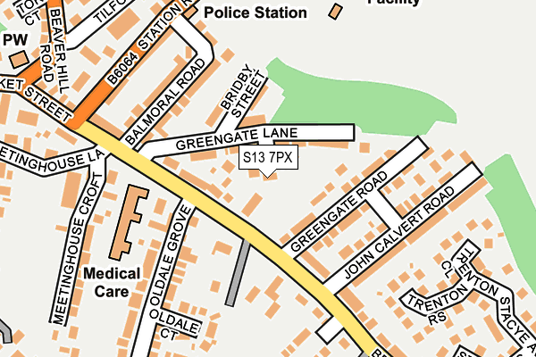 S13 7PX map - OS OpenMap – Local (Ordnance Survey)