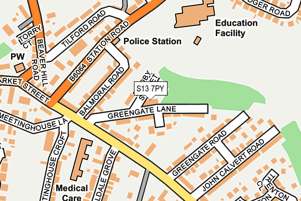 S13 7PY map - OS OpenMap – Local (Ordnance Survey)