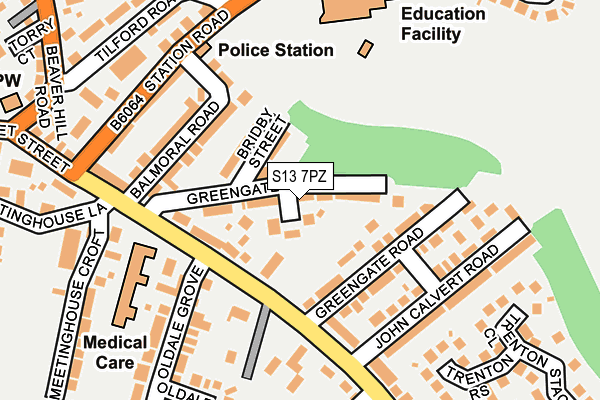 S13 7PZ map - OS OpenMap – Local (Ordnance Survey)