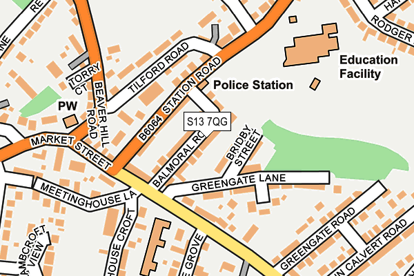 S13 7QG map - OS OpenMap – Local (Ordnance Survey)