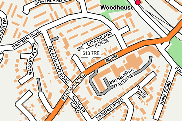 S13 7RE map - OS OpenMap – Local (Ordnance Survey)