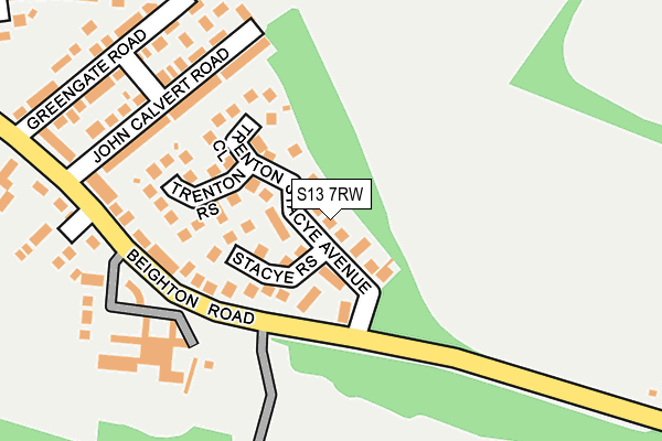 S13 7RW map - OS OpenMap – Local (Ordnance Survey)