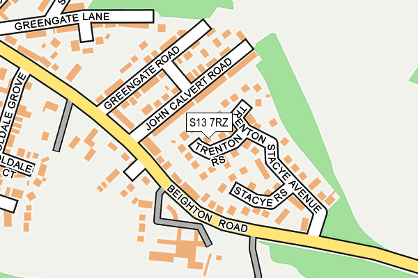 S13 7RZ map - OS OpenMap – Local (Ordnance Survey)