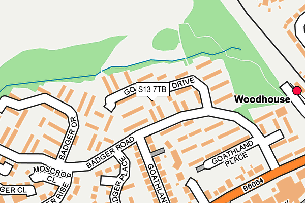 S13 7TB map - OS OpenMap – Local (Ordnance Survey)