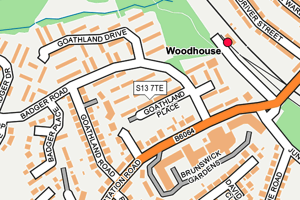 S13 7TE map - OS OpenMap – Local (Ordnance Survey)