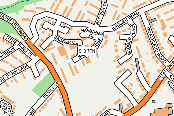 S13 7TN map - OS OpenMap – Local (Ordnance Survey)