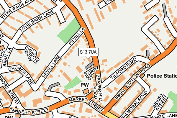 S13 7UA map - OS OpenMap – Local (Ordnance Survey)