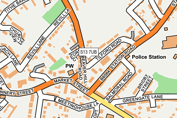 S13 7UB map - OS OpenMap – Local (Ordnance Survey)