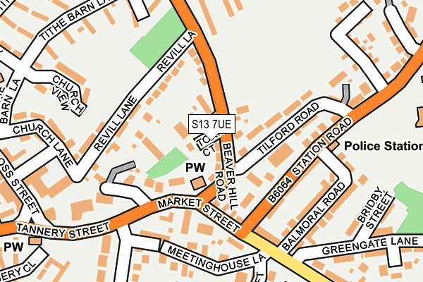 S13 7UE map - OS OpenMap – Local (Ordnance Survey)
