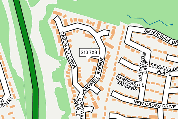 S13 7XB map - OS OpenMap – Local (Ordnance Survey)