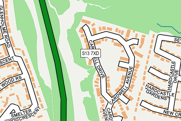 S13 7XD map - OS OpenMap – Local (Ordnance Survey)