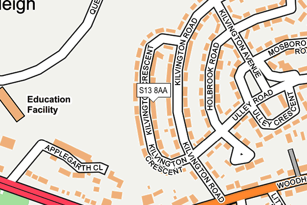 S13 8AA map - OS OpenMap – Local (Ordnance Survey)