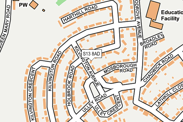 S13 8AD map - OS OpenMap – Local (Ordnance Survey)