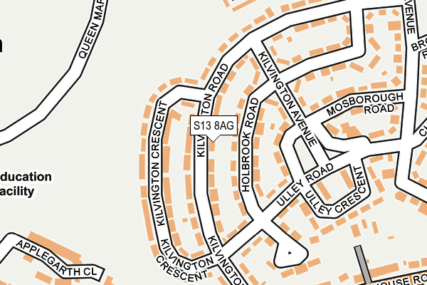 S13 8AG map - OS OpenMap – Local (Ordnance Survey)