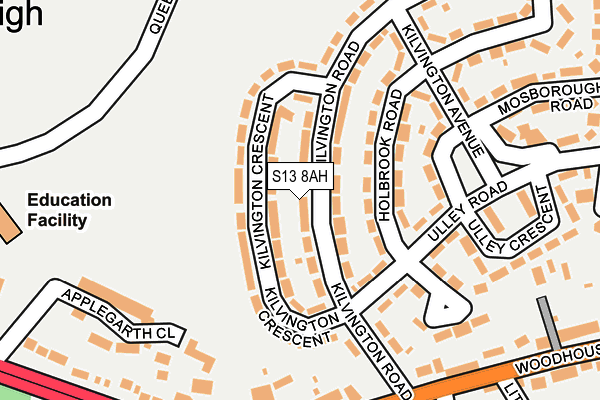 S13 8AH map - OS OpenMap – Local (Ordnance Survey)