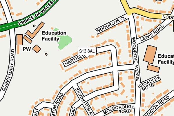 S13 8AL map - OS OpenMap – Local (Ordnance Survey)