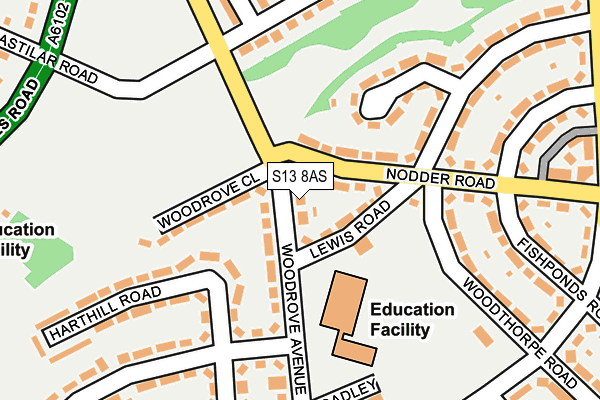 S13 8AS map - OS OpenMap – Local (Ordnance Survey)
