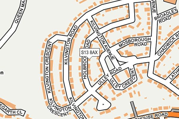 S13 8AX map - OS OpenMap – Local (Ordnance Survey)