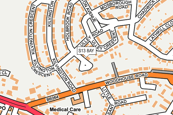 S13 8AY map - OS OpenMap – Local (Ordnance Survey)