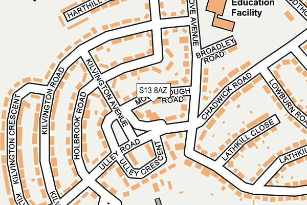 S13 8AZ map - OS OpenMap – Local (Ordnance Survey)
