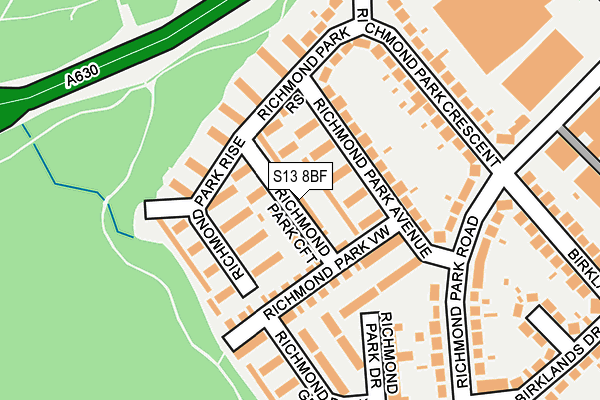 S13 8BF map - OS OpenMap – Local (Ordnance Survey)