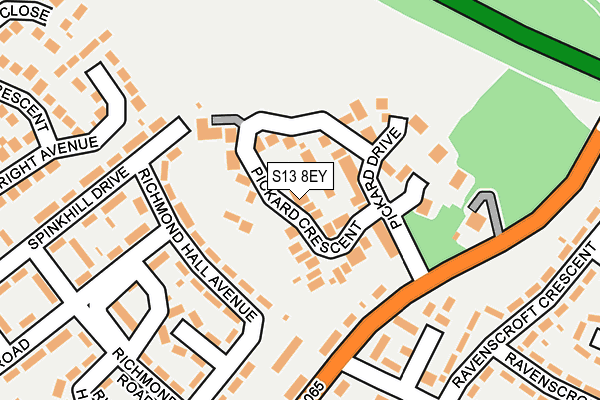 S13 8EY map - OS OpenMap – Local (Ordnance Survey)