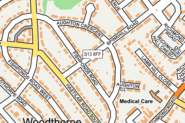 S13 8FF map - OS OpenMap – Local (Ordnance Survey)
