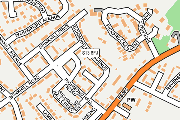 S13 8FJ map - OS OpenMap – Local (Ordnance Survey)