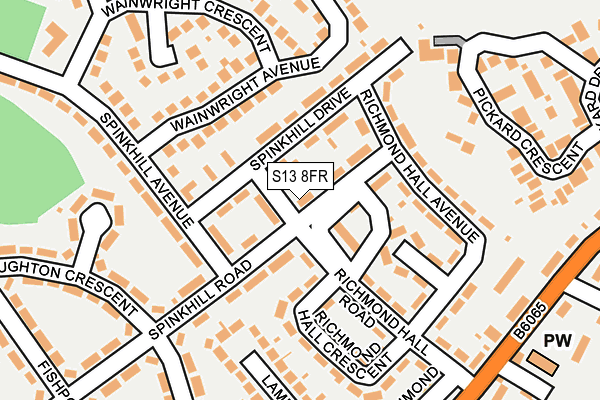 S13 8FR map - OS OpenMap – Local (Ordnance Survey)