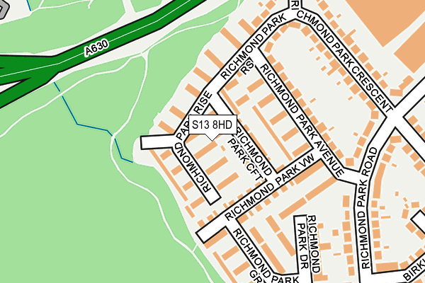 S13 8HD map - OS OpenMap – Local (Ordnance Survey)