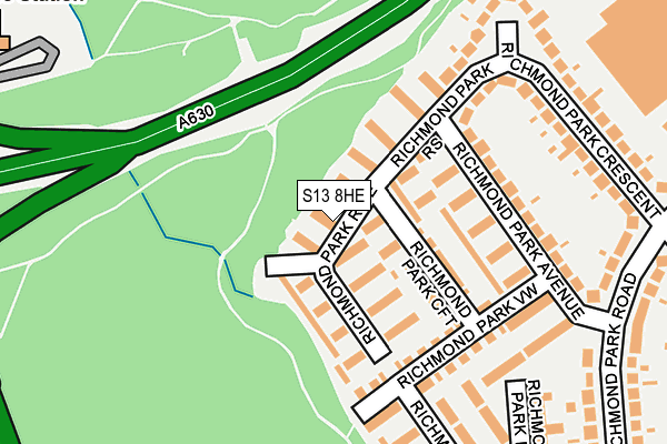 S13 8HE map - OS OpenMap – Local (Ordnance Survey)