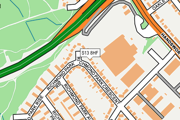 S13 8HF map - OS OpenMap – Local (Ordnance Survey)
