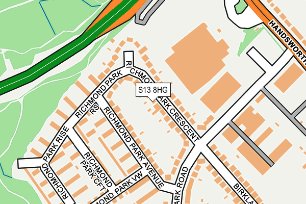 S13 8HG map - OS OpenMap – Local (Ordnance Survey)
