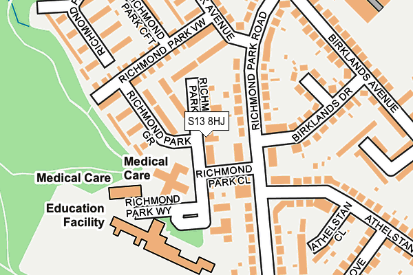 S13 8HJ map - OS OpenMap – Local (Ordnance Survey)