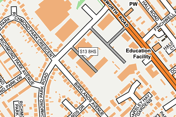 S13 8HS map - OS OpenMap – Local (Ordnance Survey)