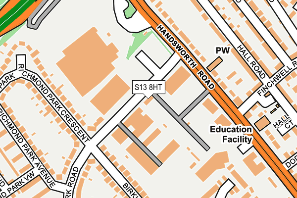 S13 8HT map - OS OpenMap – Local (Ordnance Survey)