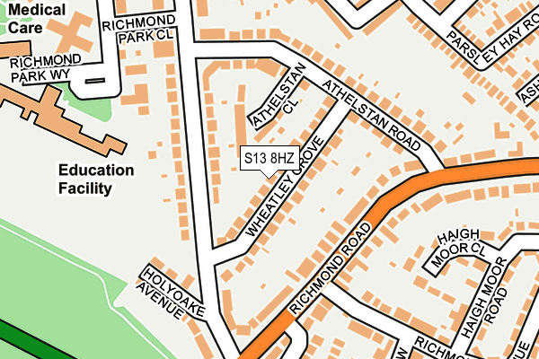 S13 8HZ map - OS OpenMap – Local (Ordnance Survey)
