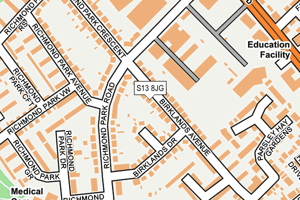 S13 8JG map - OS OpenMap – Local (Ordnance Survey)