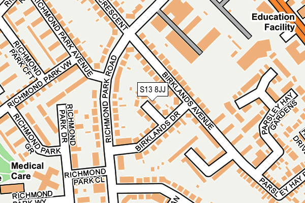 S13 8JJ map - OS OpenMap – Local (Ordnance Survey)