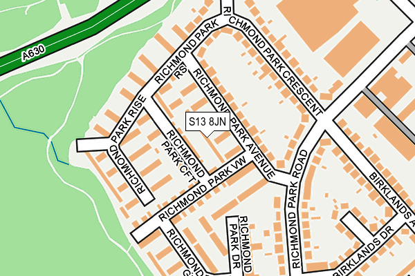 S13 8JN map - OS OpenMap – Local (Ordnance Survey)