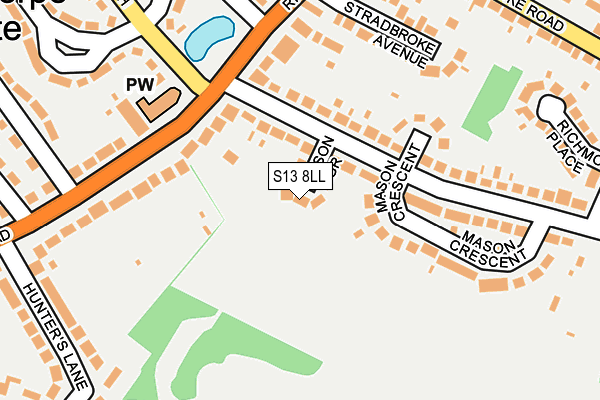 S13 8LL map - OS OpenMap – Local (Ordnance Survey)